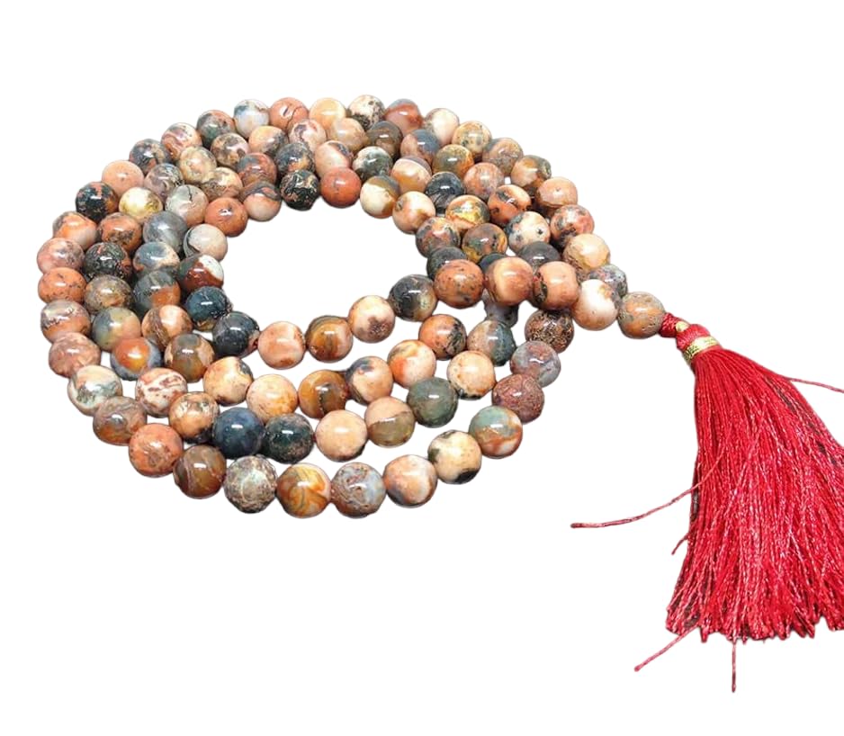 Divinity Crystals Fire Agate Jaap Mala Collection for Men and Women - Natural Pure 8 mm Beads for Yoga, Reiki, Meditation, Feng Shui Default Title